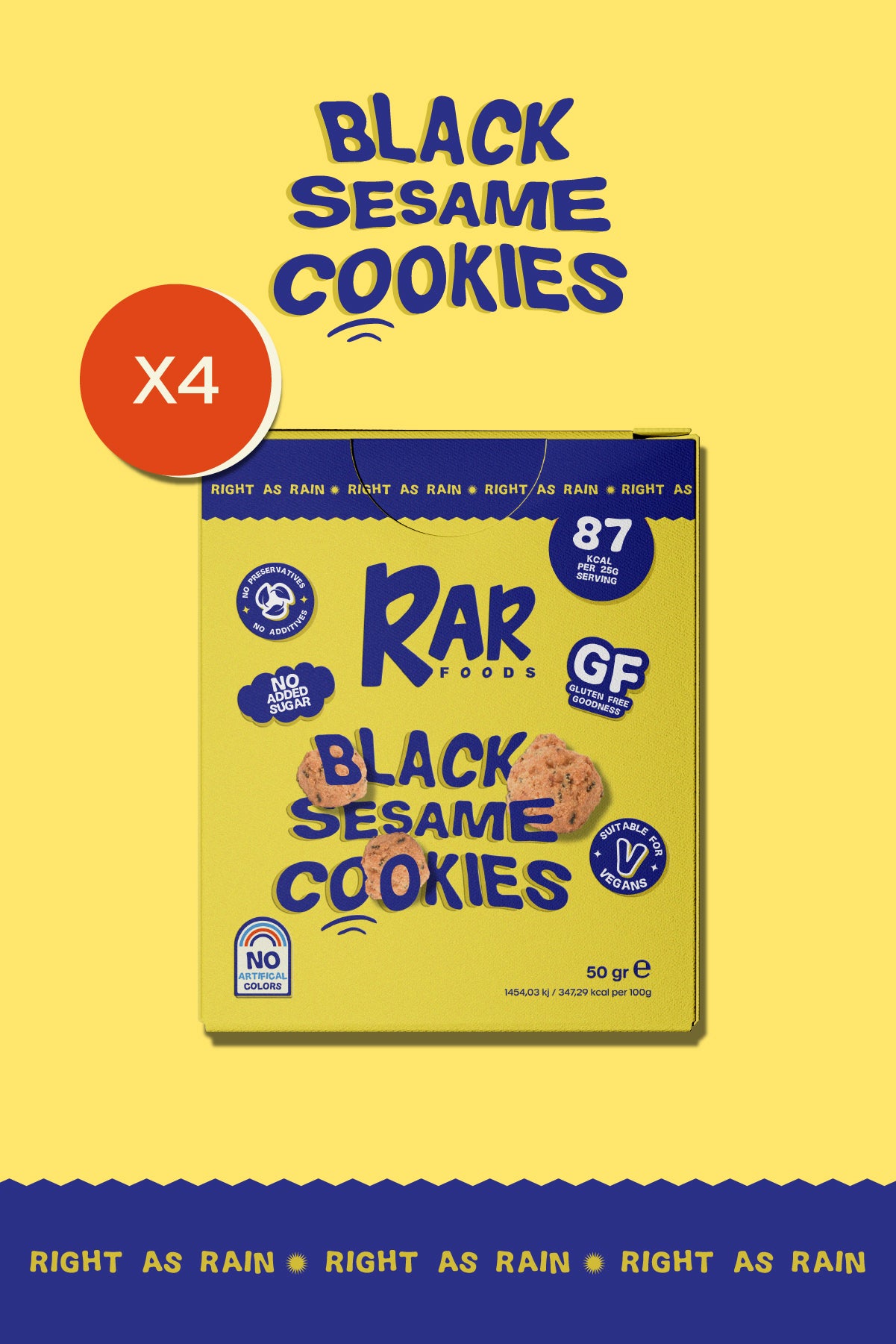 4 x Black Sesame Cookies 50 gr - RARFoods