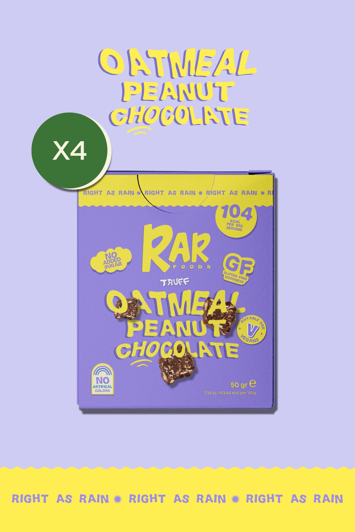 4 x Truff Oatmeal Peanut Chocolate 50 gr - RARFoods